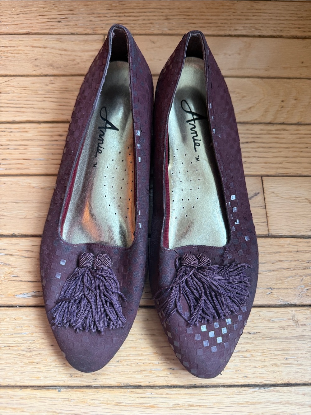 Vintage Loafer Annie Plum Tassel Pointed Flats